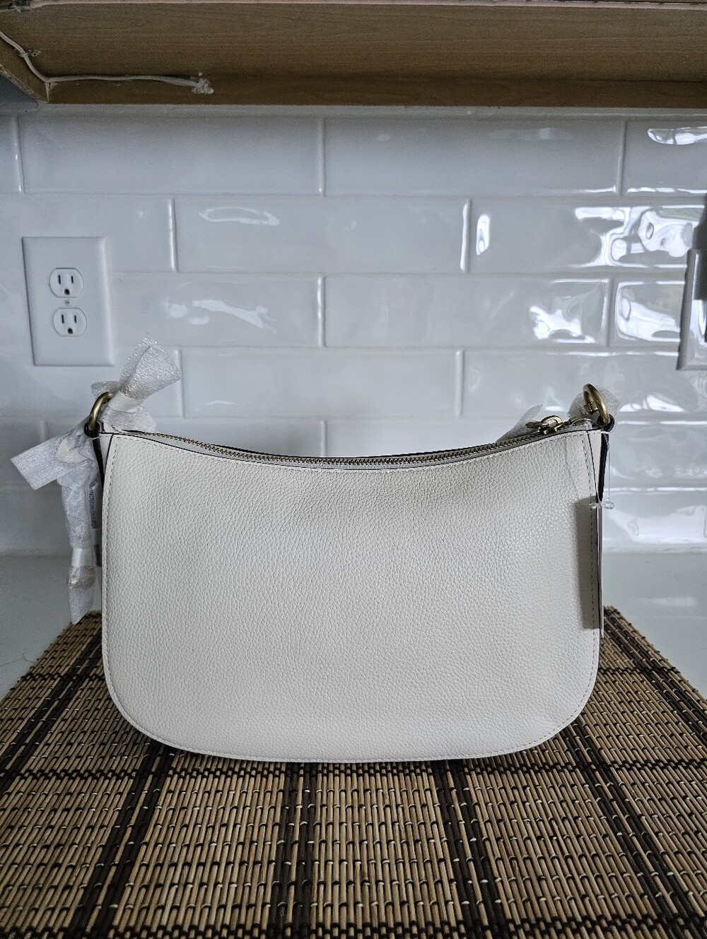 COACH Chelsea Pebbled Leather Top Handle Bag (Convertible) - Chalk